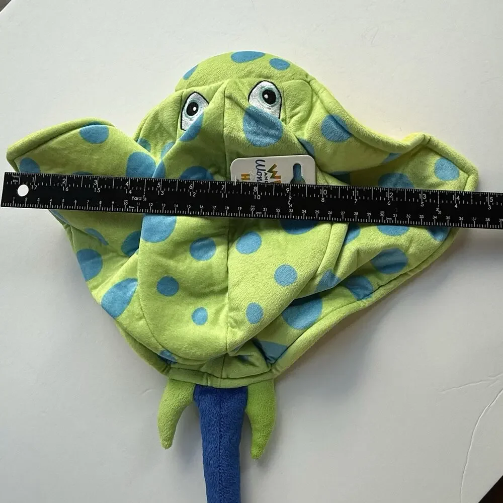 Wildlife Artists Plush Stingray Hat Kids Novelty Aquarium Zoo Green Blue Dot NEW